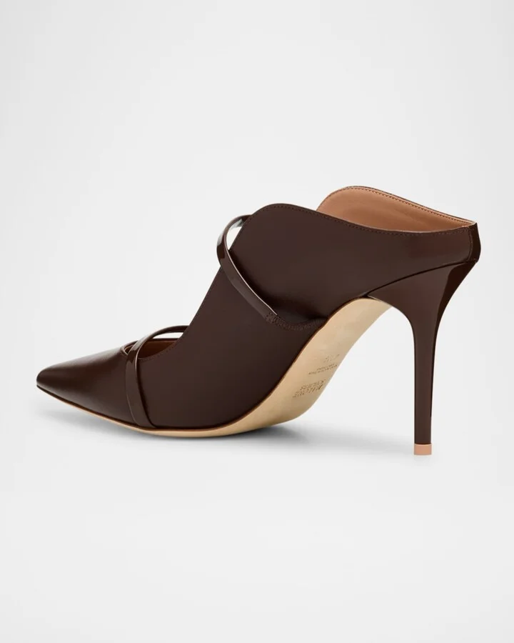 Maureen Nappa Leather Mules with Double Patent Straps - Image 11