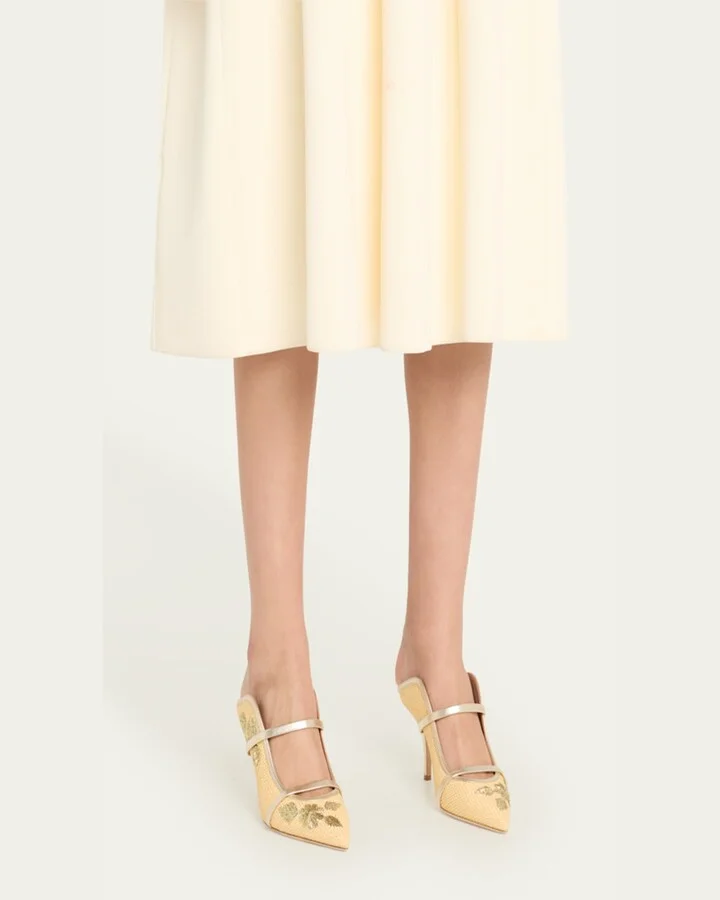 Maureen Raffia Dual-Band Mule Pumps - Image 2