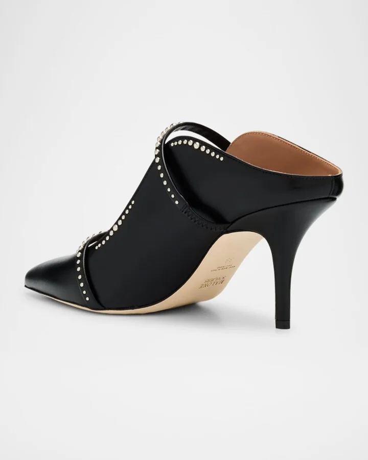 Maureen Studded Nappa Leather Double-Strap Mules - Image 2