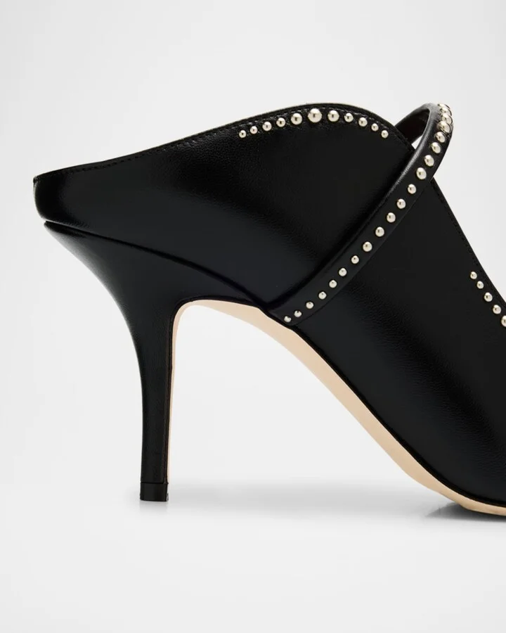 Maureen Studded Nappa Leather Double-Strap Mules - Image 3