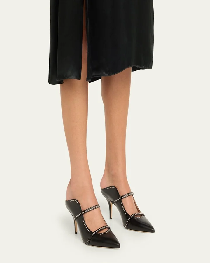 Maureen Studded Nappa Leather Double-Strap Mules - Image 2