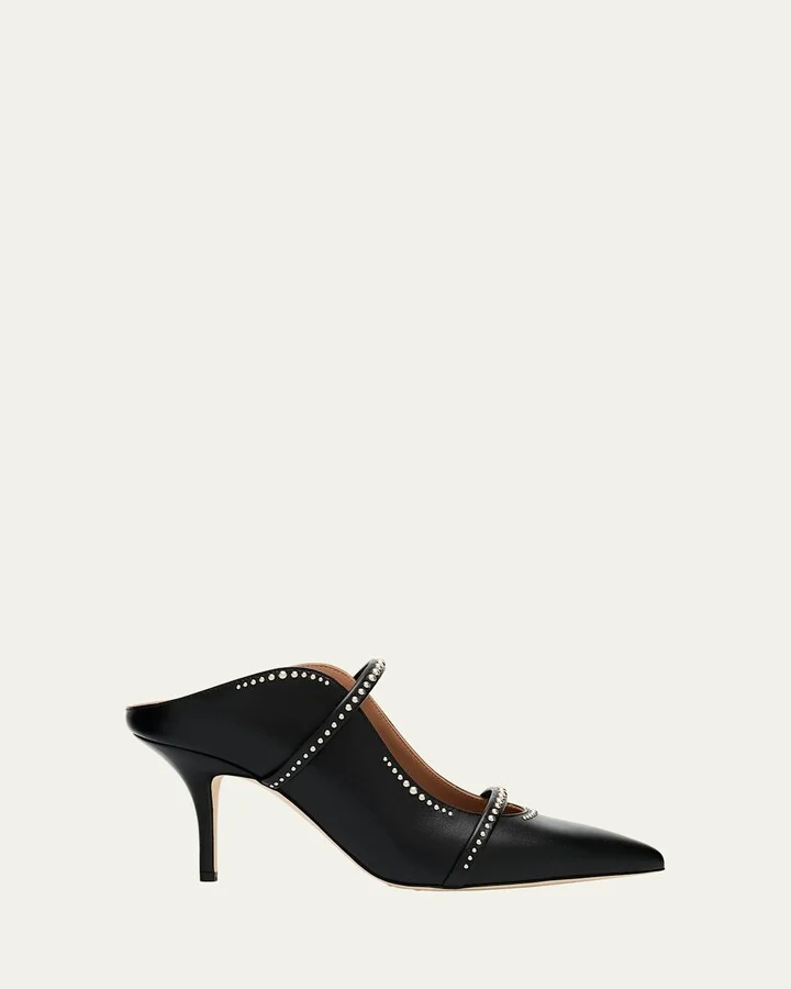 Maureen Studded Nappa Leather Double-Strap Mules