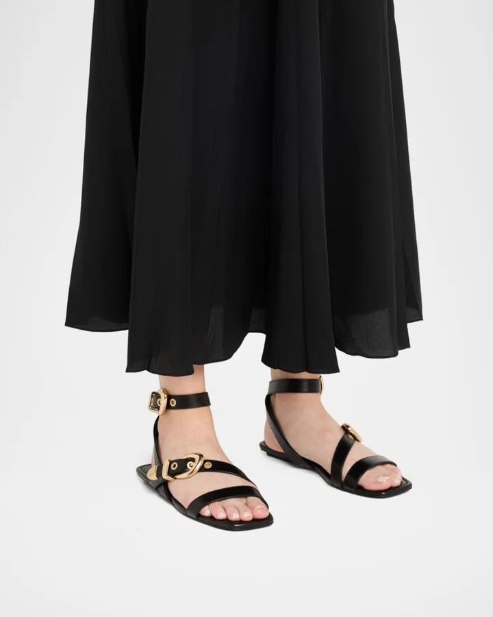 Maven Leather Buckle Flat Sandals - Image 3