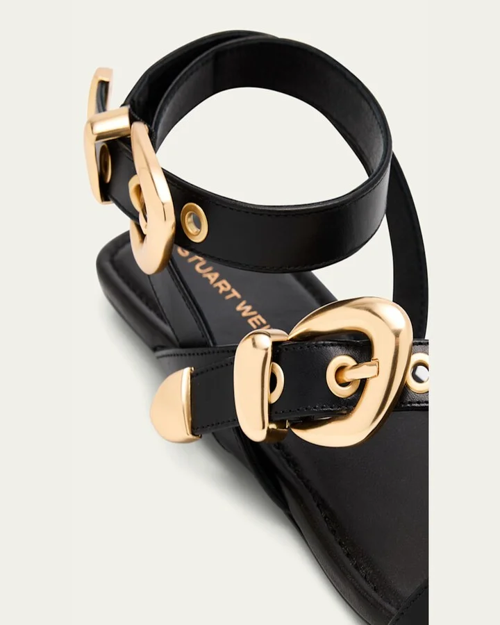 Maven Leather Buckle Flat Sandals - Image 3