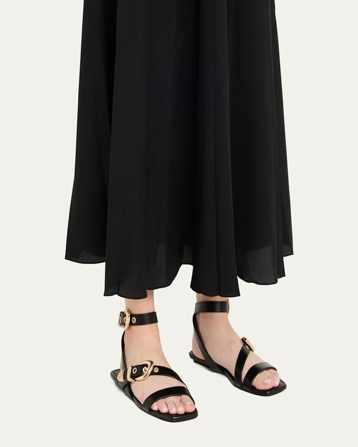 Maven Leather Buckle Flat Sandals - Image 7