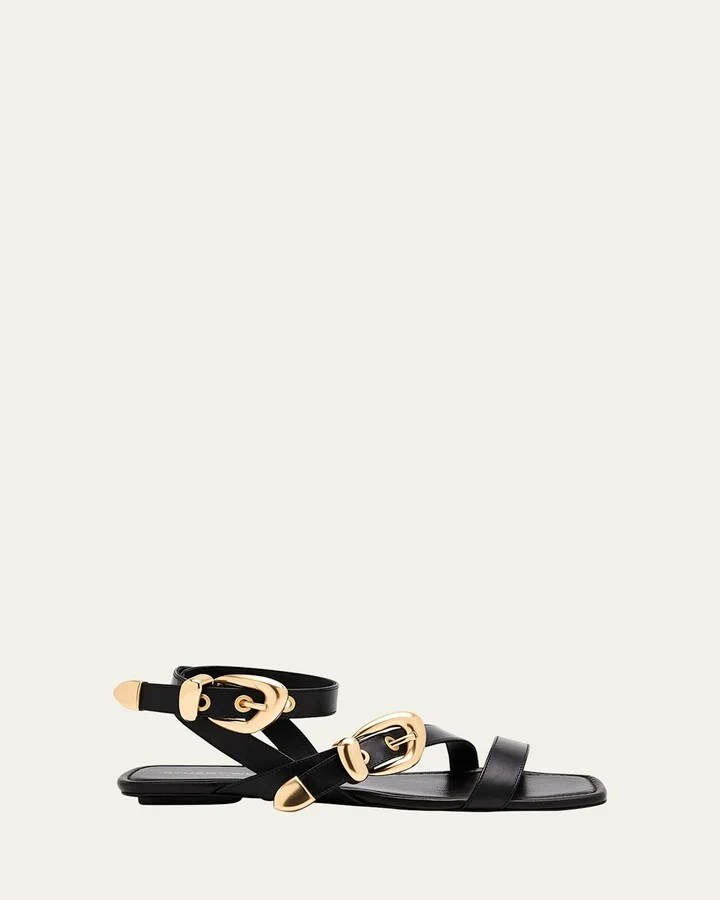 Maven Leather Buckle Flat Sandals