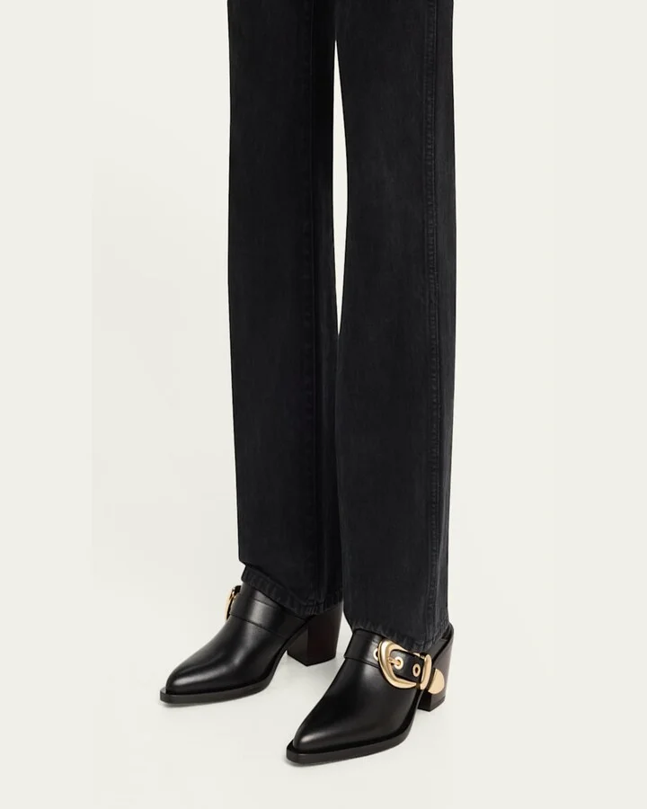 Maven Leather Buckle Western Mules - Image 6