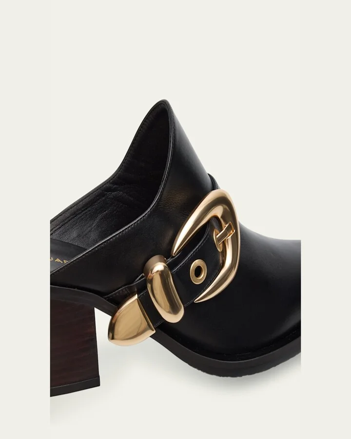 Maven Leather Buckle Western Mules - Image 8