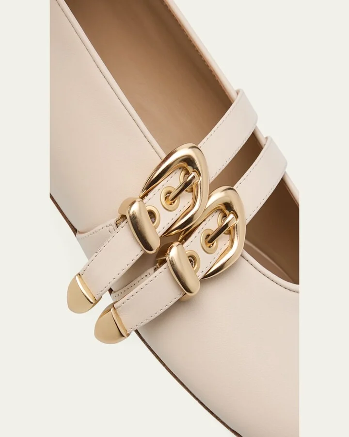 Maven Leather Dual Buckle Mary Jane Ballerina Flats - Image 5