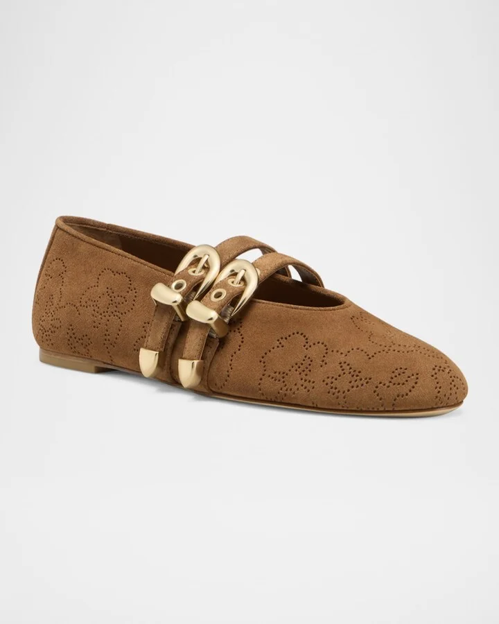 Maven Perforated Suede Mary Jane Flats - Image 3