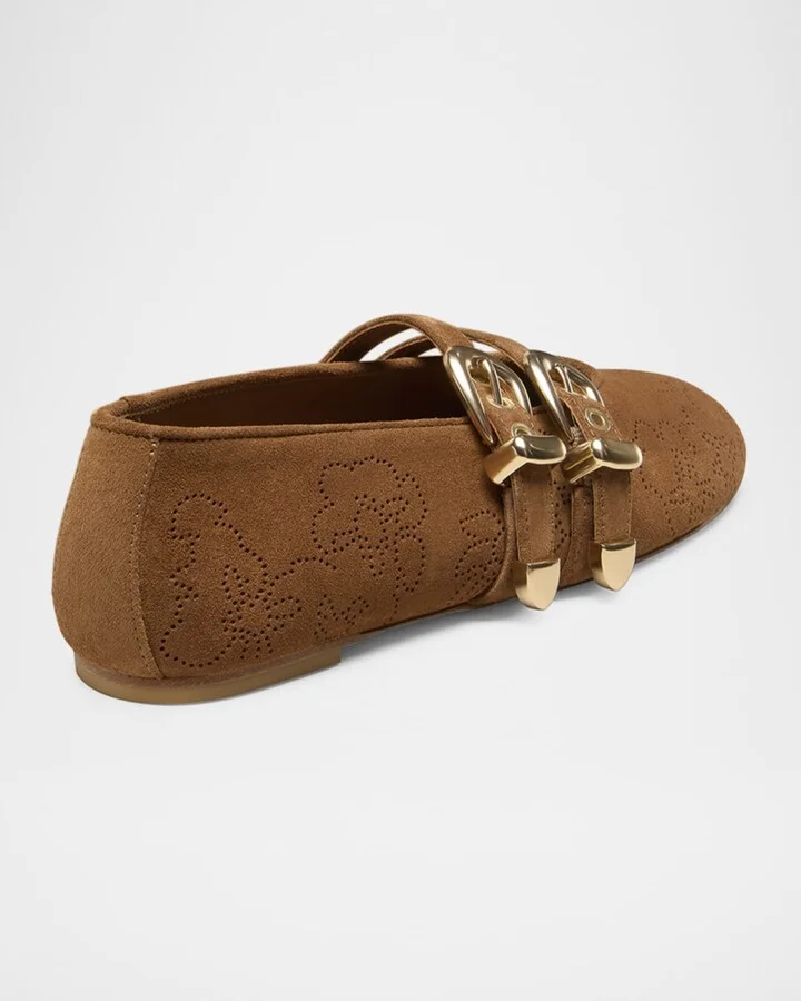 Maven Perforated Suede Mary Jane Flats - Image 5
