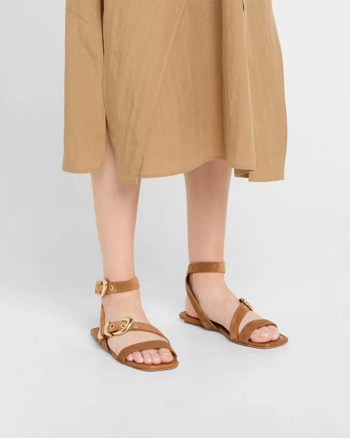 Maven Suede Buckle Flat Sandals - Image 8