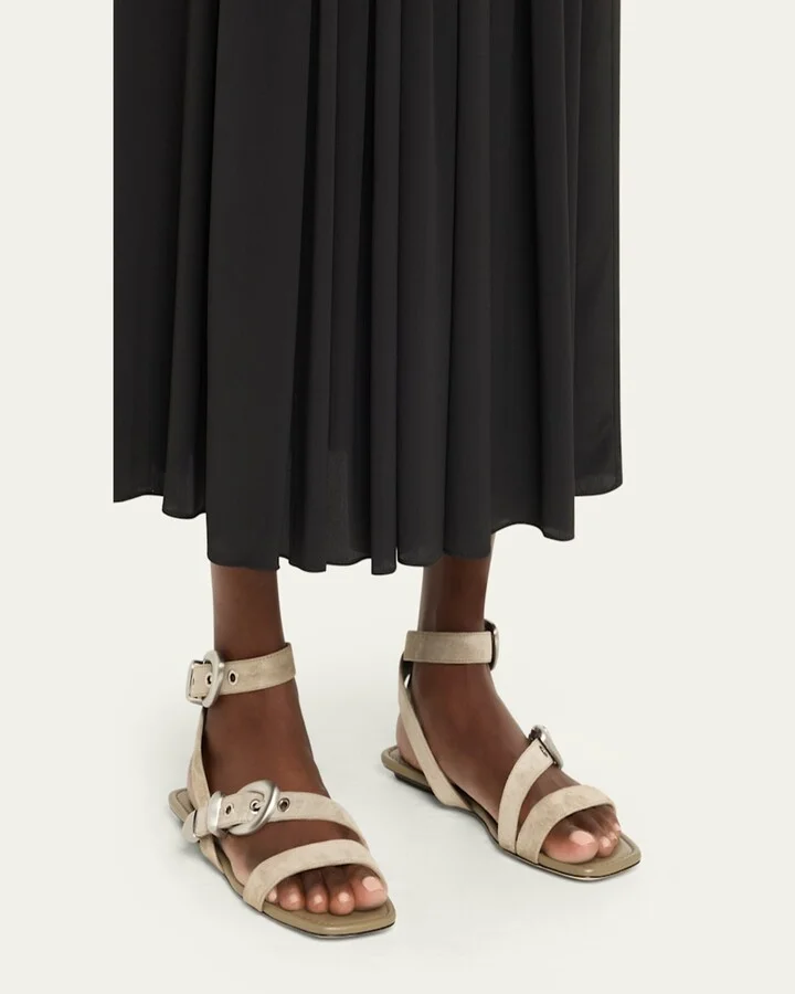 Maven Suede Buckle Flat Sandals - Image 2