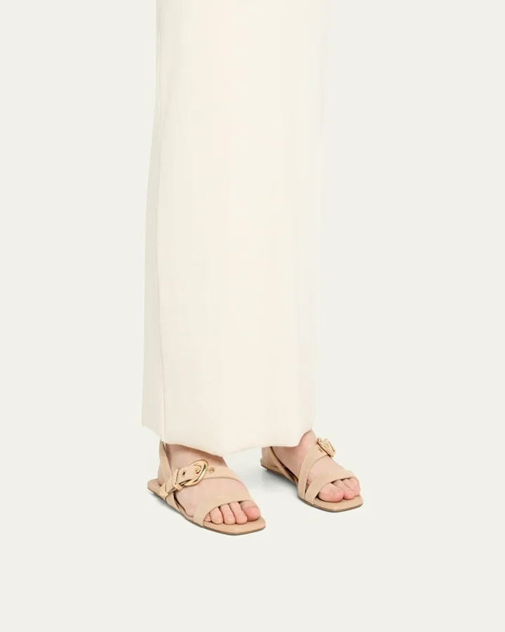 Maven Suede Buckle Flat Sandals - Image 6