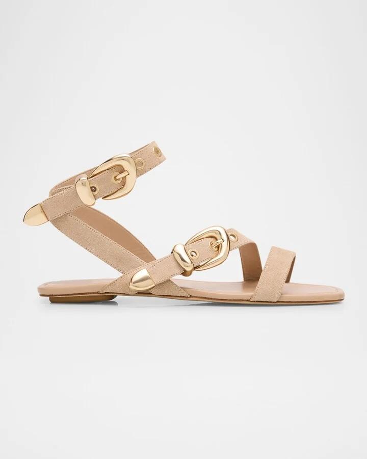 Maven Suede Buckle Flat Sandals