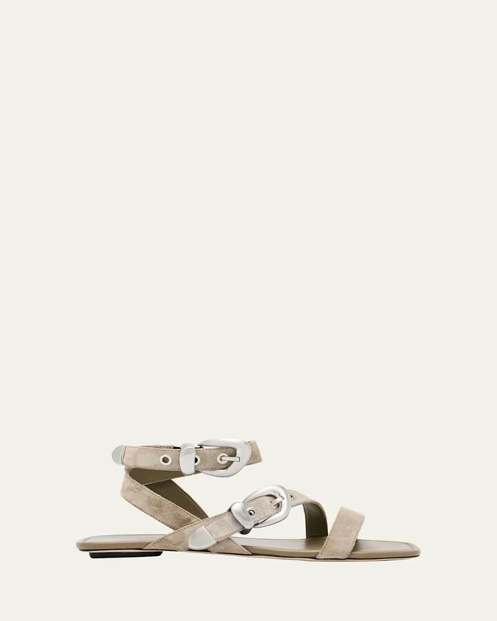 Maven Suede Buckle Flat Sandals