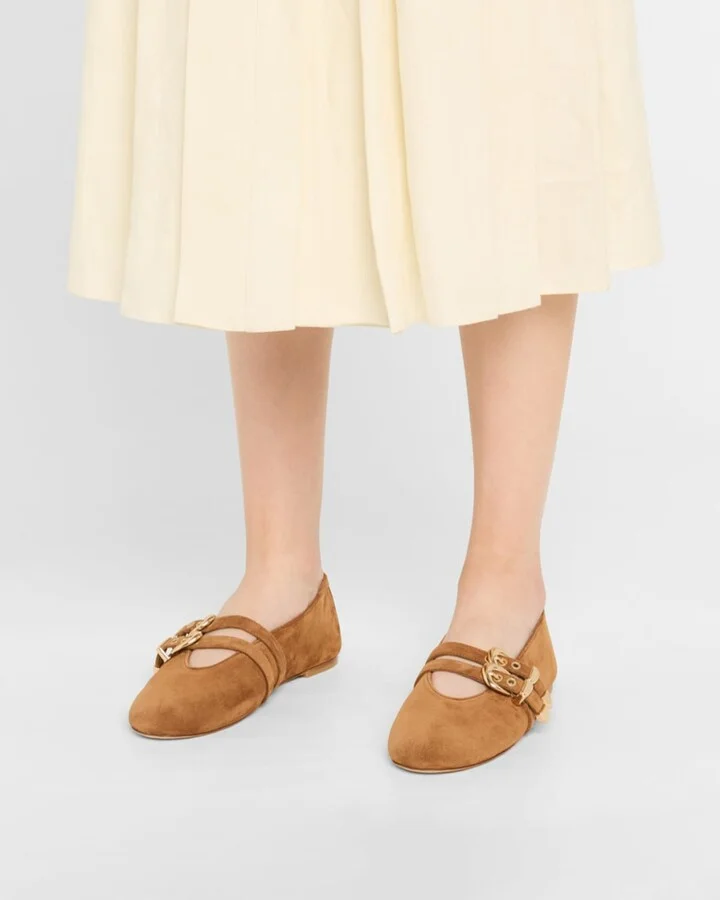 Maven Suede Buckle Mary Jane Ballerina Flats - Image 4