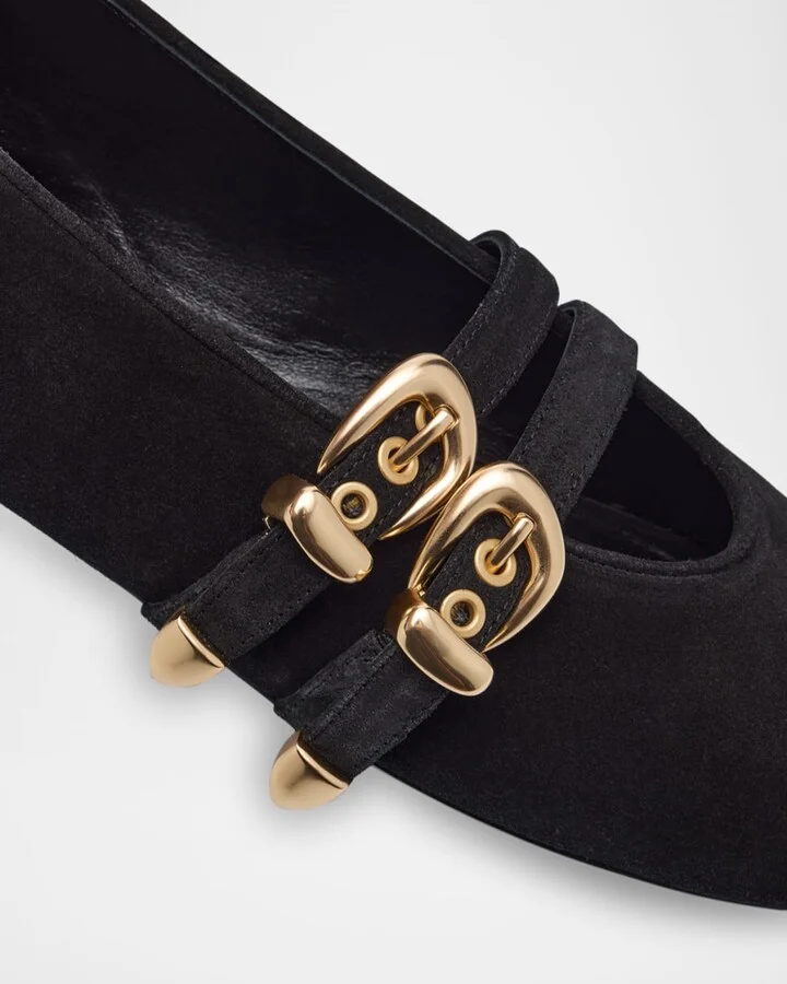 Maven Suede Buckle Mary Jane Ballerina Flats - Image 9