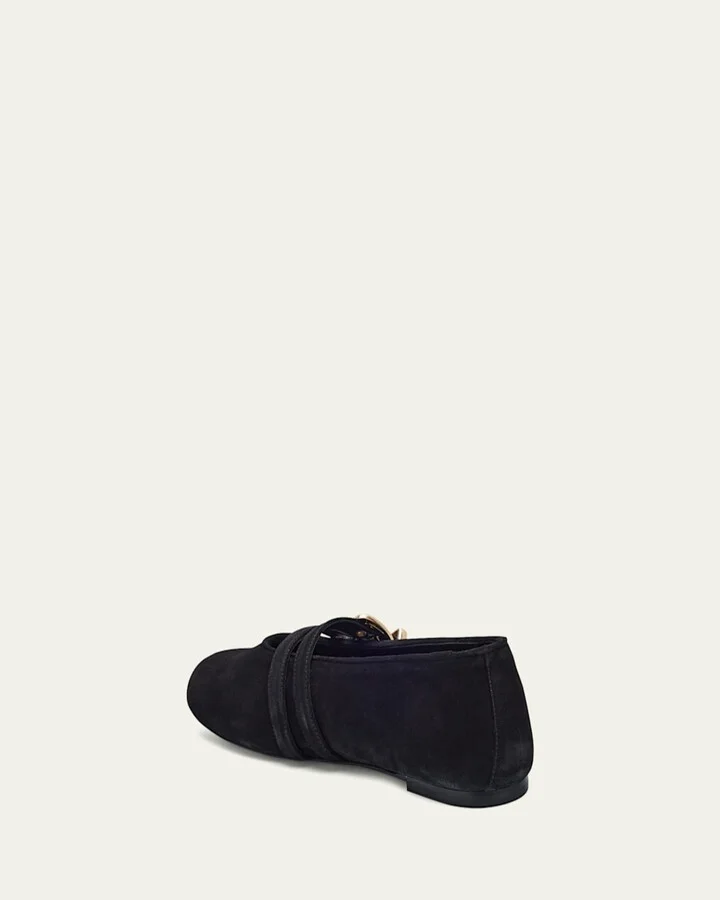 Maven Suede Buckle Mary Jane Ballerina Flats - Image 4