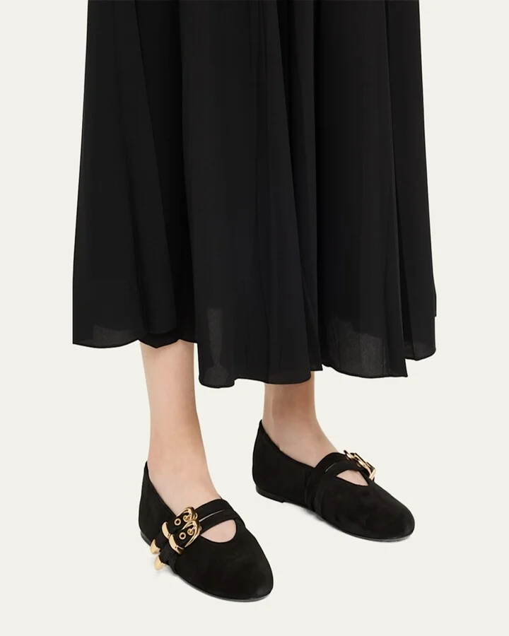 Maven Suede Buckle Mary Jane Ballerina Flats - Image 5