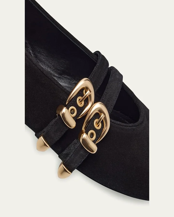Maven Suede Buckle Mary Jane Ballerina Flats - Image 6