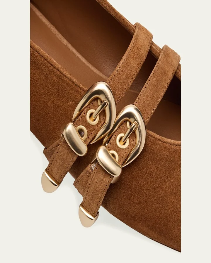 Maven Suede Buckle Mary Jane Ballerina Flats - Image 7