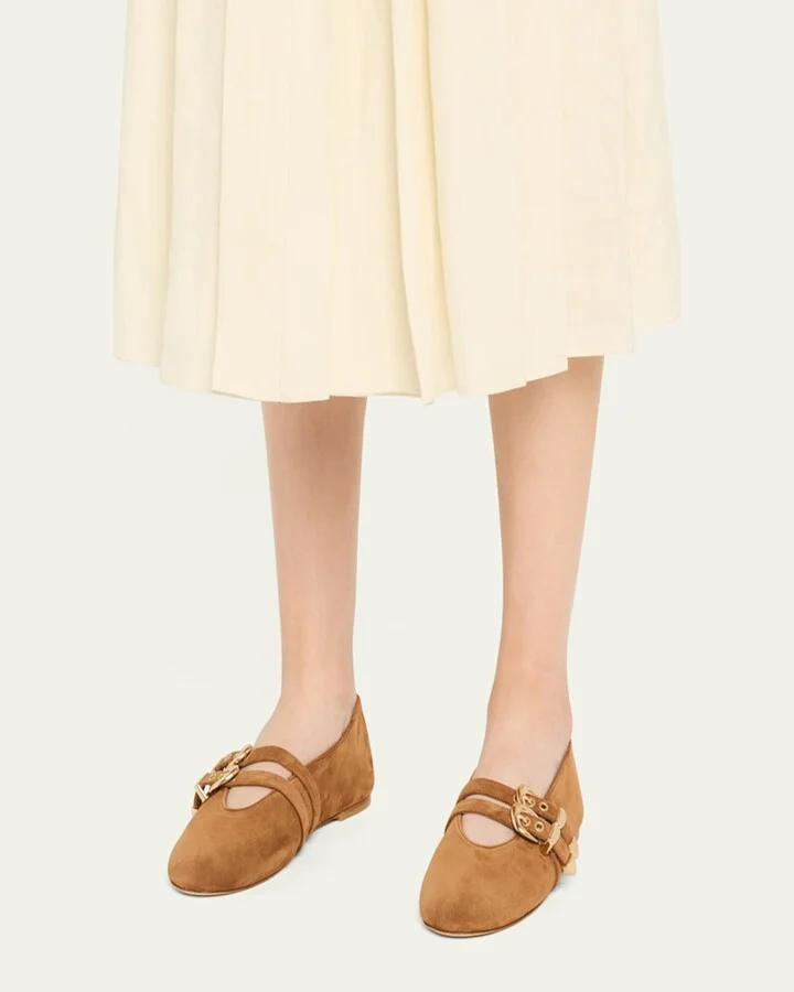 Maven Suede Buckle Mary Jane Ballerina Flats - Image 8