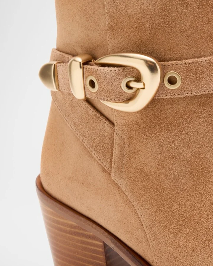Maven Suede Buckle Western Booties - Image 7