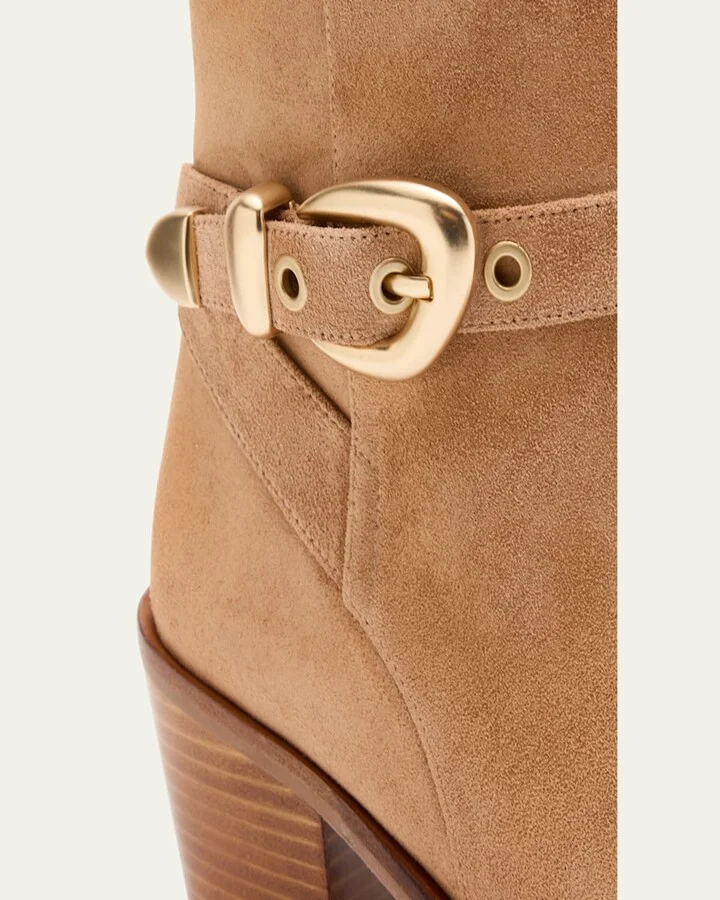 Maven Suede Buckle Western Booties - Image 9