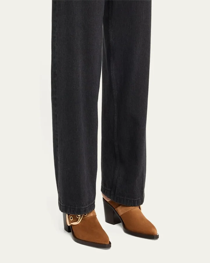 Maven Suede Buckle Western Mules - Image 9