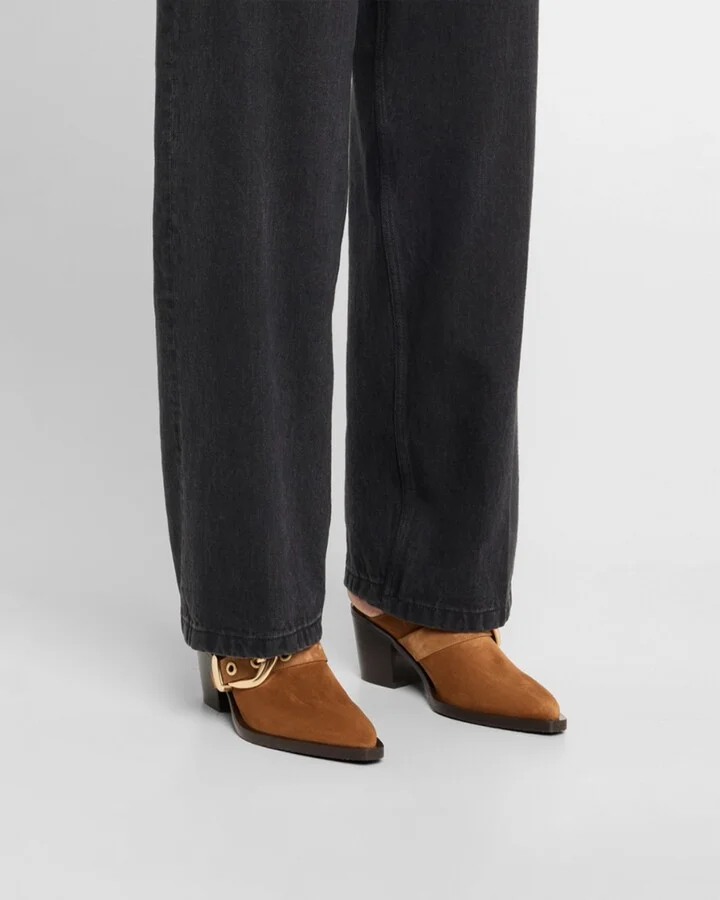 Maven Suede Buckle Western Mules - Image 8