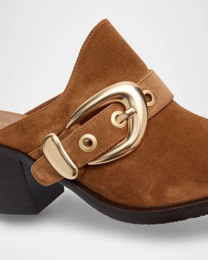 Maven Suede Buckle Western Mules - Image 9