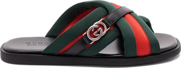 Maverik Web-striped cross-strap sandals