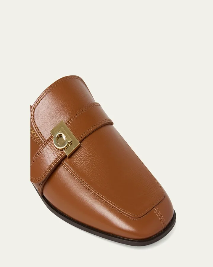 Mavira Leather Gancini Strap Loafer Mules - Image 2