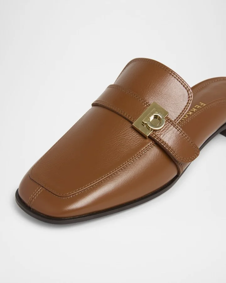 Mavira Leather Gancini Strap Loafer Mules - Image 2