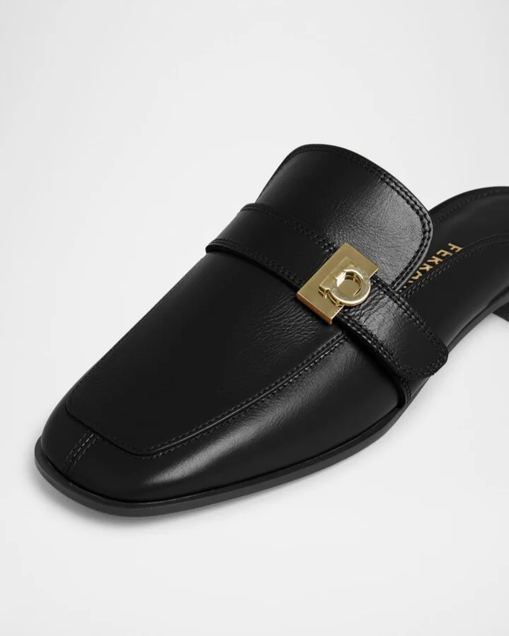 Mavira Leather Gancini Strap Loafer Mules - Image 2