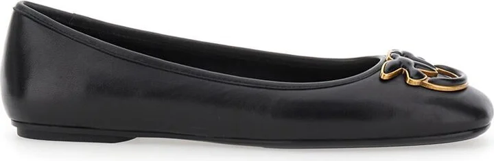 'Max' Black Ballet Shoes With Love Birds Diamond Cut Logo On The Front In Leather Woman