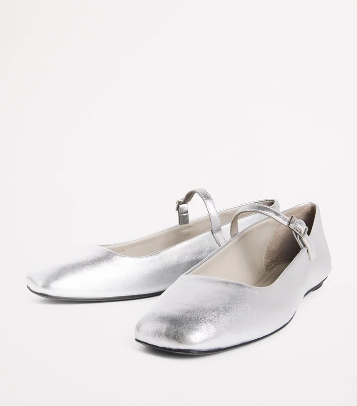 Max & Co. Metallic Leather Ballet Flats - Image 3