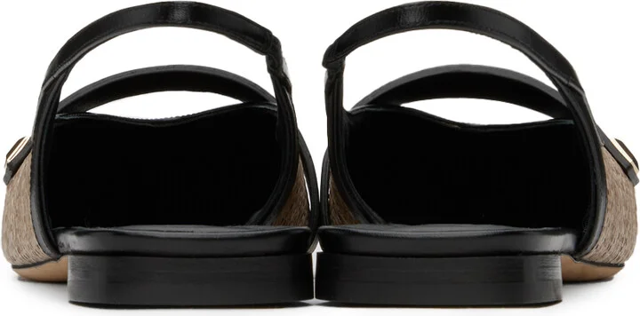 Max Mara Beige & Black Leather Ballerina Flats - Image 2