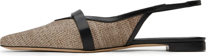 Max Mara Beige & Black Leather Ballerina Flats - Image 3
