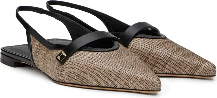 Max Mara Beige & Black Leather Ballerina Flats - Image 4