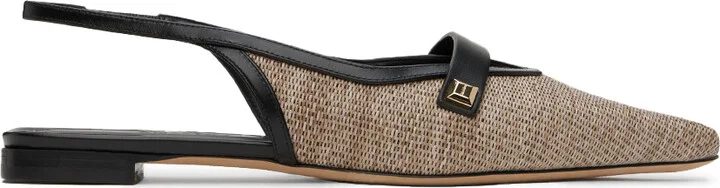 Max Mara Beige & Black Leather Ballerina Flats