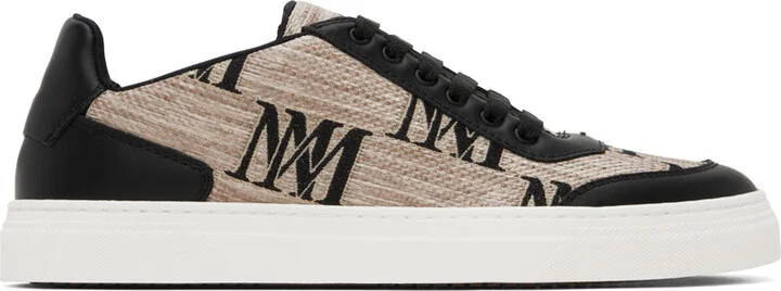 Max Mara Beige & Black Logocity Sneakers