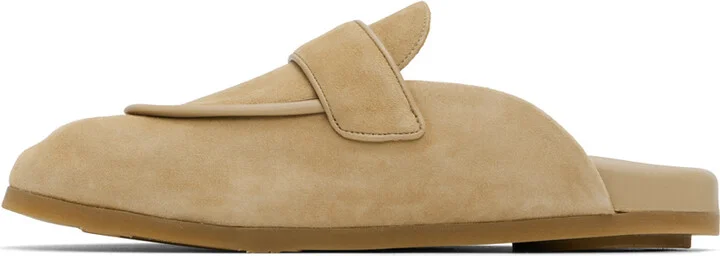 Max Mara Beige Soft Suede Mules - Image 3