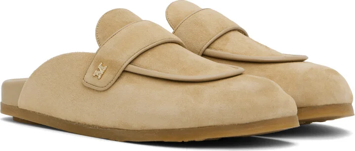 Max Mara Beige Soft Suede Mules - Image 4