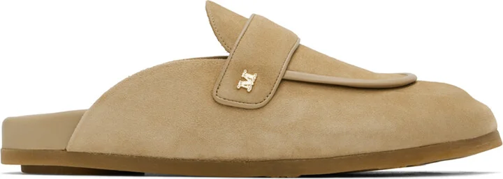 Max Mara Beige Soft Suede Mules