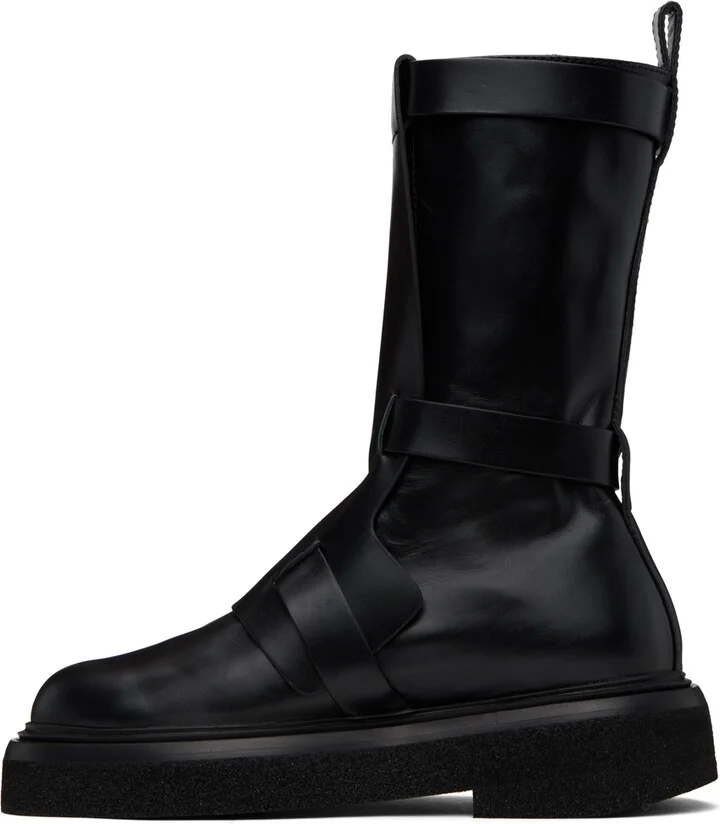 Max Mara Black Leather Biker Boots - Image 3