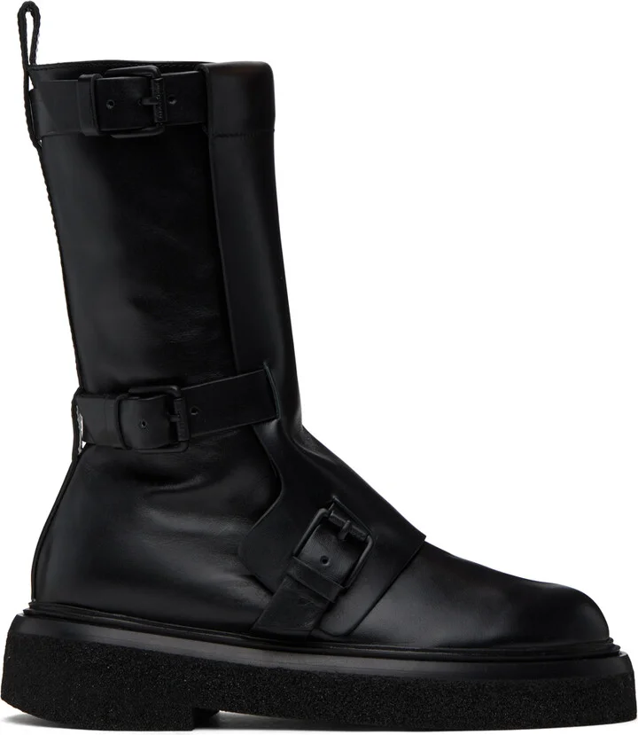 Max Mara Black Leather Biker Boots