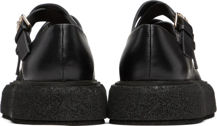 Max Mara Black Leather Strap Ballerina Flats - Image 2