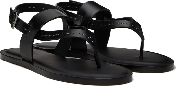 Max Mara Black Thongstitch Sandals - Image 4